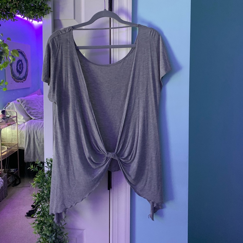 Open Back Gray Top